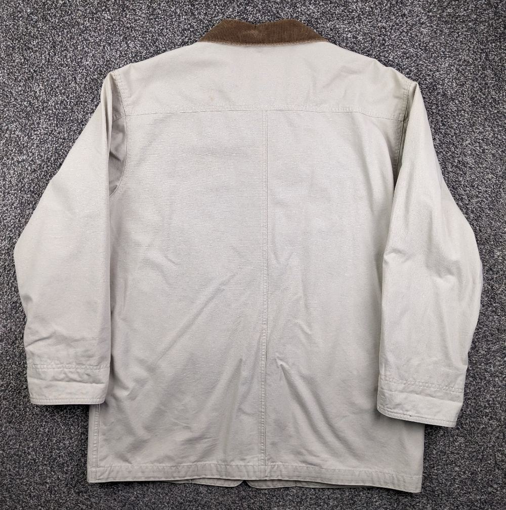 VTG LL Bean Jacket Canvas Chore Barn Corduroy Collar Flannel Lined Mens Large - Picture 8 of 13